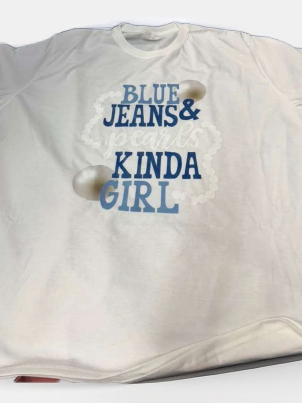 White "Blue Jeans & Pearls Kinda Girl" Graphic Tee